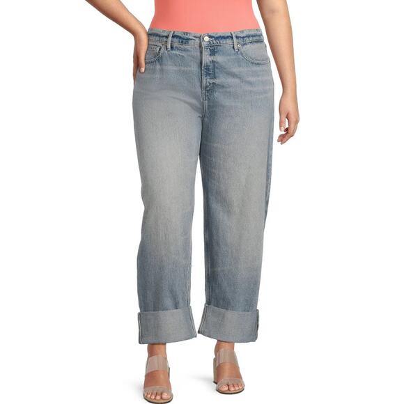 Good American Denim - Good American Good Standard Barrel Jeans 14 Indigo High-Rise Wide Tapered Cuffed